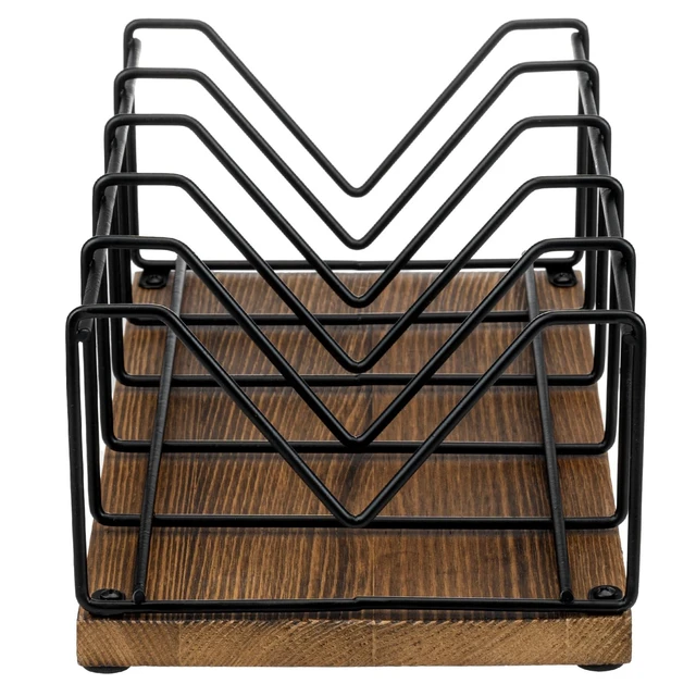 Alt view image 6 of 7 - 2 Pcs CD Rack Stand Holder, DVD Tower, Tabletop Compact Disc Case Organizer Storage - Holds 50 Jewel Cases, Vintage Rustic Burnt Solid Wood and Matte Black Metal