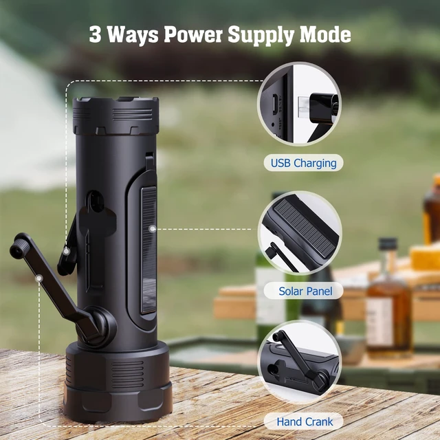Alt view image 4 of 7 - NOAA Emergency Weather Radio, Portable Solar Hand Crank Flashlight Radio AM FM Battery Powered Radio with NOAA Alert, 4 Power Options, Emergency USB Charging, Reading Lamp, SOS Alarm for Emergencies