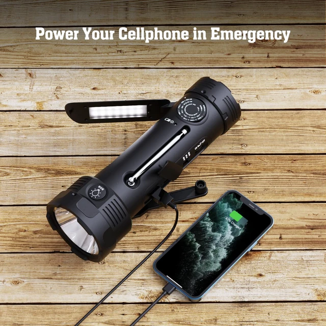 Alt view image 6 of 7 - NOAA Emergency Weather Radio, Portable Solar Hand Crank Flashlight Radio AM FM Battery Powered Radio with NOAA Alert, 4 Power Options, Emergency USB Charging, Reading Lamp, SOS Alarm for Emergencies