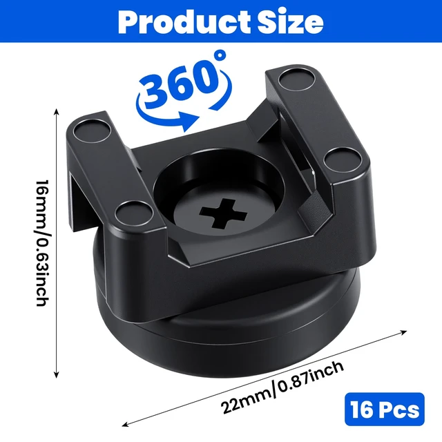 Alt view image 2 of 7 - 16 Pcs Magnetic Cable Zip Tie Mounts, Magnetic Wire Holder Base, Multipurpose Cable Management Clips, Wire Clamps for Electrical Supplies