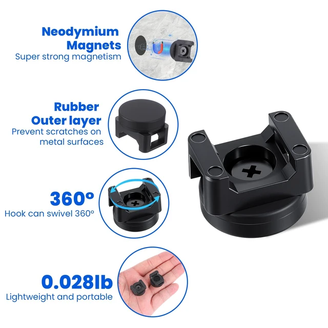 Alt view image 3 of 7 - 16 Pcs Magnetic Cable Zip Tie Mounts, Magnetic Wire Holder Base, Multipurpose Cable Management Clips, Wire Clamps for Electrical Supplies
