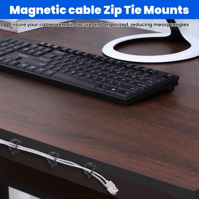 Alt view image 4 of 7 - 16 Pcs Magnetic Cable Zip Tie Mounts, Magnetic Wire Holder Base, Multipurpose Cable Management Clips, Wire Clamps for Electrical Supplies