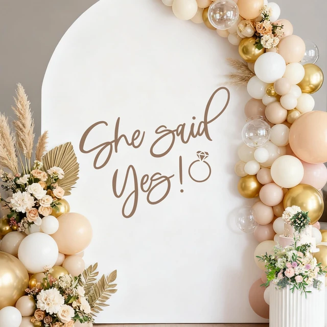 Main image of She Said Yes Sign Decal for Backdrop - She Said Yes Decorations for Bridal Shower Engagement Bridal Shower Proposal Bachelorette Wedding Photo Booth Party Supplies (Balloon not Included)