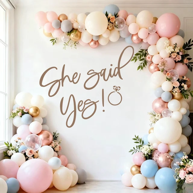 Alt view image 2 of 6 - She Said Yes Sign Decal for Backdrop - She Said Yes Decorations for Bridal Shower Engagement Bridal Shower Proposal Bachelorette Wedding Photo Booth Party Supplies (Balloon not Included)