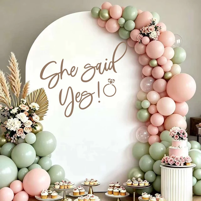 Alt view image 6 of 6 - She Said Yes Sign Decal for Backdrop - She Said Yes Decorations for Bridal Shower Engagement Bridal Shower Proposal Bachelorette Wedding Photo Booth Party Supplies (Balloon not Included)