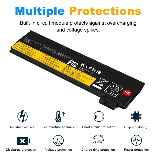 Alt view image 2 of 7 - Replacement Battery Compatible with Lenovo L450 L460 L470 T440s T440 T450 T450s T460 T460P T550, T560, P50S, W550s X240, X250, X260, X270