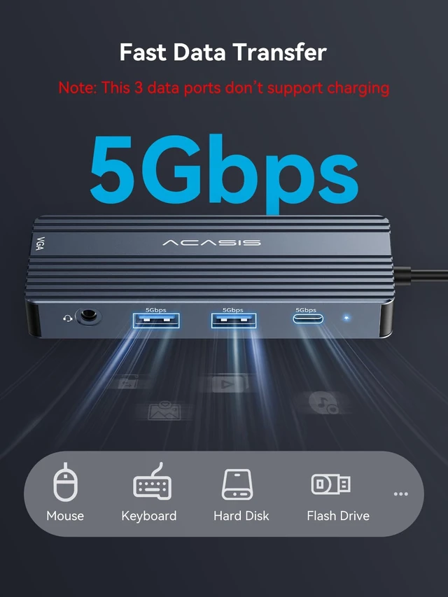 Alt view image 7 of 7 - USB C Docking Station Dual Monitors,8-in-1 Laptop Docking Station with Dual HDMI +VGA +2 * 5G USB-A/C+3.5MM Audio+PD100W, USB C HUB multiport Adapter for Dell/HP/Lenovo ThinkPadGray