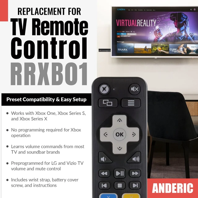 Alt view image 2 of 7 - Xbox One Media Remote Control with Learning Standard IR Xbox Remote with A,B,X,Y Buttons - Works for Xbox One - RRXB01