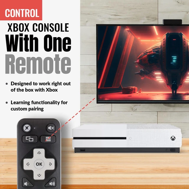 Alt view image 4 of 7 - Xbox One Media Remote Control with Learning Standard IR Xbox Remote with A,B,X,Y Buttons - Works for Xbox One - RRXB01