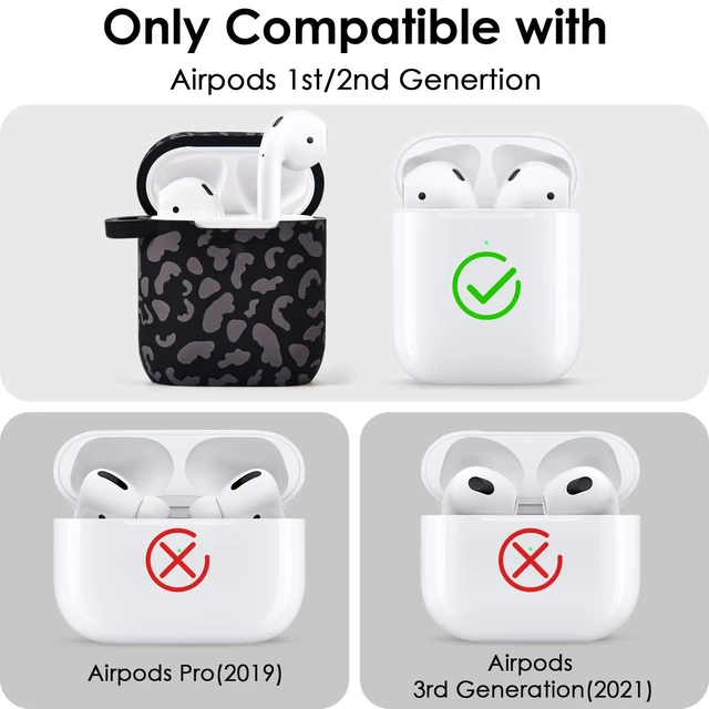 Alt view image 3 of 6 - Compatible with Airpod 2nd Generation Case,Cute1&2 Case Cover for Women, Silicone Protective Case with Bracelet Keychain(Leopard Black)