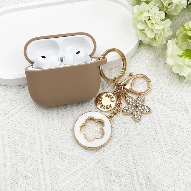 Alt view image 7 of 7 - Compatible with AirPods Pro 3 Case Cover 2025 with Bling Keychain Cleaner Kit Silicone Case for AirPods Pro 3rd Generation Wireless Earbuds (Milk Tea)