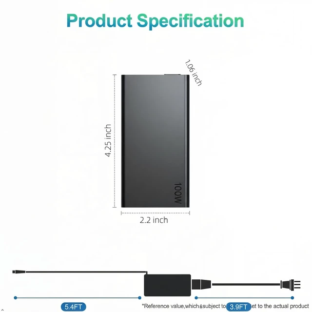 Alt view image 3 of 5 - 100W USB C Laptop Charger Compatible with ThinkBook ThinkPad Yoga IdeaPad Series Type-C AC Adapter Compatible with ADL100YLC3A GX21J75543 SA10M13945 ADLX65YLC3A Models
