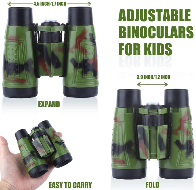 Alt view image 2 of 7 - 12PCS Camouflage Color Binoculars for Kids with Neck String, Binoculars Nature Exploration Toys Safari Jungle Animal Theme Party Favors Gifts for Bird Watching Camping Hunting Hiking Supplies