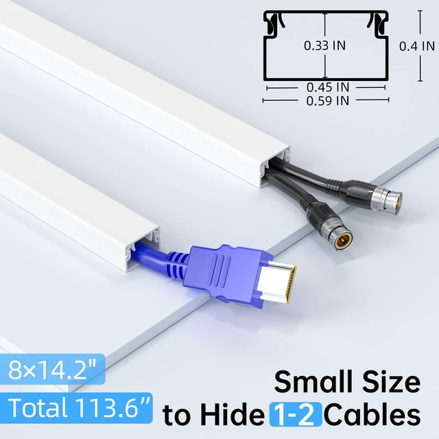 Alt view image 2 of 7 - 113.6in Cord Hider, Paintable Cord Covers for Wires on Wall White Self-adhesive Wire Hider for Wall Mounted TV, Cable Management Raceway Kit Hides 2-3 Wires, Easy Installation, 0.59"x0.40"