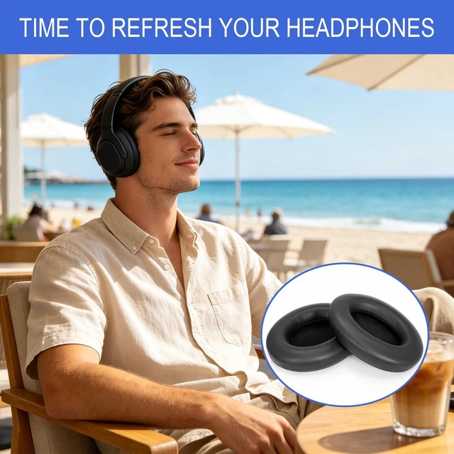 Alt view image 4 of 6 - Ear Pads for Sony WH1000XM3 Headphones, WH-1000 XM3 Replacement Ear Cushion Durable Protein Leather High Density Memory Foam, Added Thickness for Noise Cancelling - Black