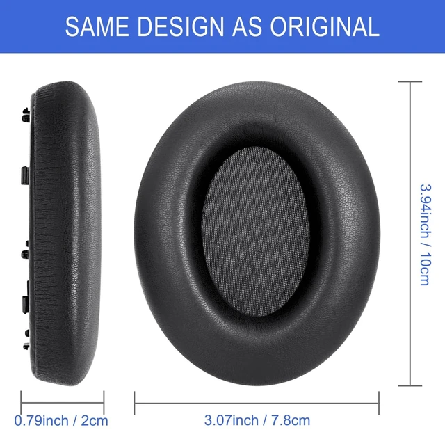 Alt view image 5 of 6 - Ear Pads for Sony WH1000XM3 Headphones, WH-1000 XM3 Replacement Ear Cushion Durable Protein Leather High Density Memory Foam, Added Thickness for Noise Cancelling - Black