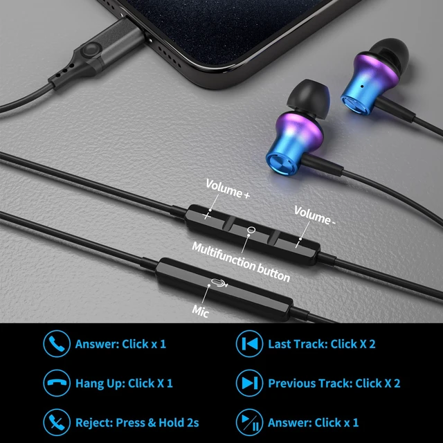 Alt view image 5 of 7 - USB C Earbuds for iPhone 18 Pro Max 17 16 15 16e Magnetic Wired Headphone for Samsung S26 Ultra S25 FE S23 A17 Z Fold 8 7 In Ear Noise Canceling Headset Type C Earphone for iPad A16 Pixel 9a 10a 10 9
