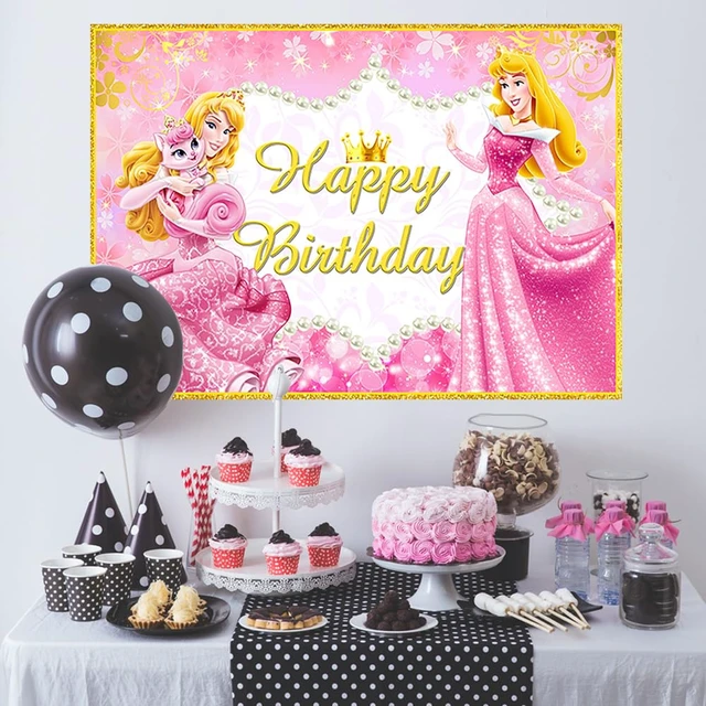 Alt view image 3 of 4 - Pink Princess Backdrop Birthday Party Supplies 5x3ft Sleeping Beauty Photo Backgrounds Princess Aurora Theme Baby Shower Banner for Birthday Cake Table Decoration