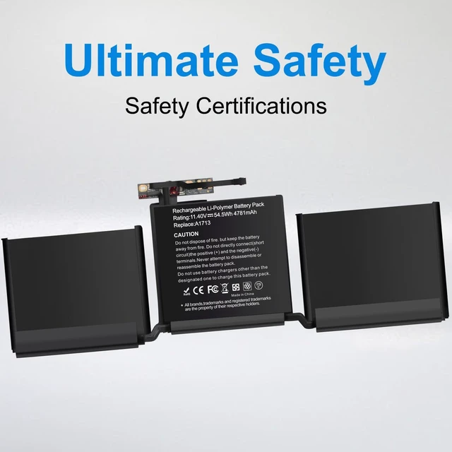 Alt view image 4 of 6 - A1713 A1708 A2159 Laotop Battery for Mac Book Pro 13 Inch A1708(Mid2017,Late 2016) A2159 (2019) A2289 (2020) A2338 (2020,2022) EMC