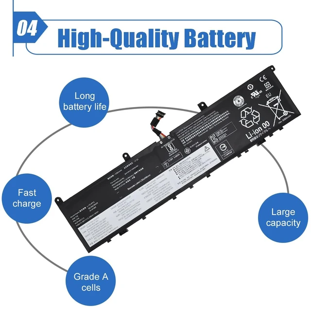 Alt view image 5 of 6 - 80Wh L17C4P72 Laptop Battery for Lenovo ThinkPad X1 Extreme 1st Gen/2nd Gen Replacement for Lenovo ThinkPad P1 1st Gen/P1 Gen 2 Series, L17M4P72 SB10Q76928 L18M4P71 SB10S57317 01YU911, 15.36V 5235mAh