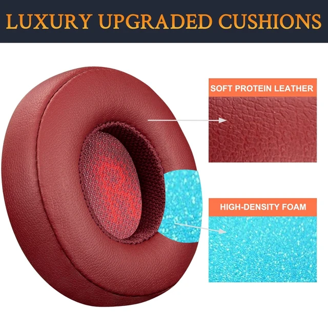 Alt view image 3 of 5 - Professional Replacement Ear Pads for JBL E35 E45 E45BT Duet BT Bluetooth Wireless Headphones, Earpads Cushions with Softer Protein Leather, Noise Isolation Foam (Red)