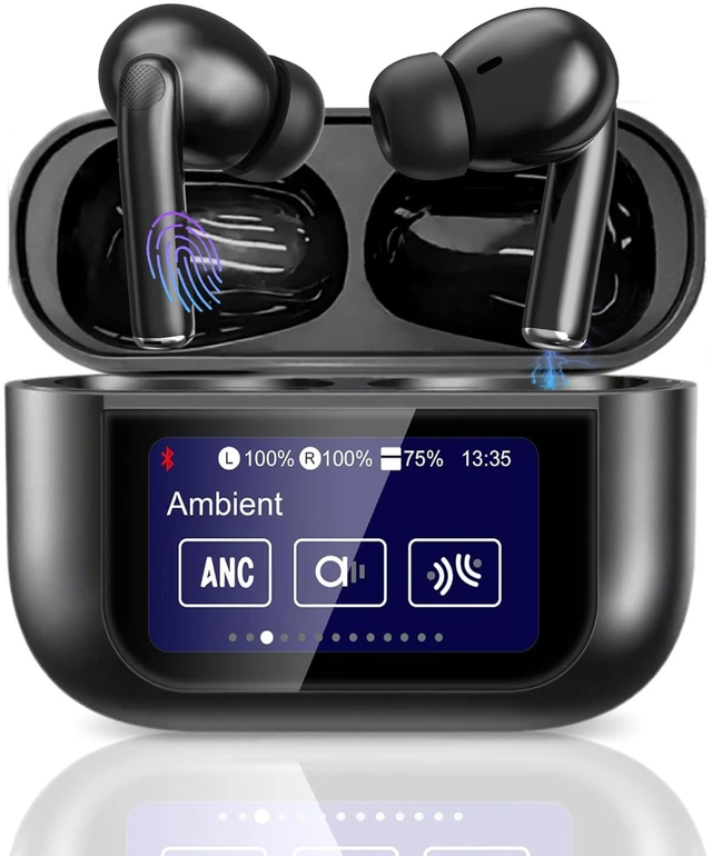 Main image of Wireless Bluetooth Earbuds,Touch Screen ANC HiFi Sound Earbuds,Black Touch screen,ANC/ENC Noise Cancelling,Bluetooth 5.4, IPX7 Waterproof,6 EQ stereo modes,for iOS Android