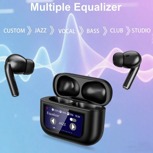 Alt view image 6 of 7 - Wireless Bluetooth Earbuds,Touch Screen ANC HiFi Sound Earbuds,Black Touch screen,ANC/ENC Noise Cancelling,Bluetooth 5.4, IPX7 Waterproof,6 EQ stereo modes,for iOS Android