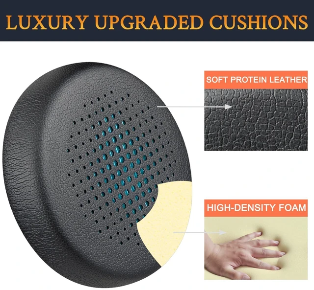 Alt view image 3 of 5 - Replacement Earpads for JLab Go Work/Go Work Gen 2 Wireless Headsets, Ear Pads Cushions with Soft Protein Leather and High-Density Memory Foam - Black