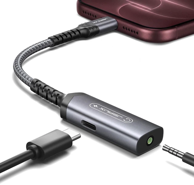Main image of USB C Headphone Adapter and Charger, 2-in-1 3.5mm Audio, PD 60W Fast 2-in-1 AUX Mic Jack with PD 60W Fast Charging, for Earphones, iPhone 18/17/16 Pro/Pro Max,iPhone Duo,Galaxy S26 S25, iPad Pro