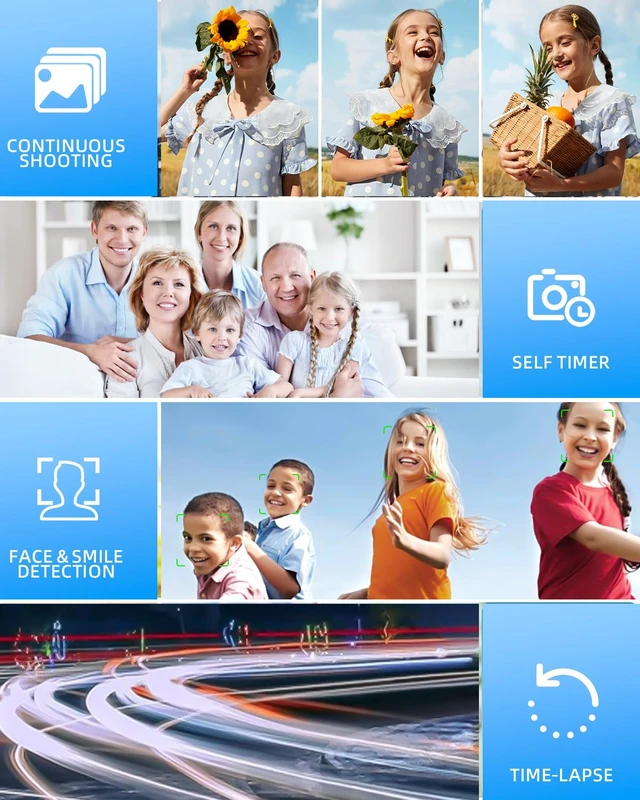 Alt view image 4 of 7 - 4K Digital Camera for Photography, Autofocus 64MP Vlogging Camera, 32GB TF Card, 2.8'' LED Screen, 18X Zoom, Anti-Shake, Portable YouTube Point and Shoot Digital Cameras for Kids Teens Adult Beginner