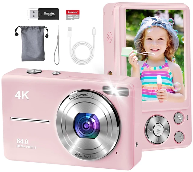 Main image of 4K Digital Camera for Photography, Autofocus 64MP Vlogging Camera, 32GB TF Card, 2.8'' LED Screen, 18X Zoom, Anti-Shake, Portable YouTube Point and Shoot Digital Cameras for Kids Teens Adult Beginner