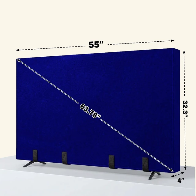 Alt view image 2 of 7 - TV Moving Dust Cover 55", Heavy Felt Cover for MovingTV, Anti-Scratch For 50-65" TV Screen Protector with Bottom Strap,Duty Felt Material for Moving,Home Renovation,Pet Scratch ProtectionBlue