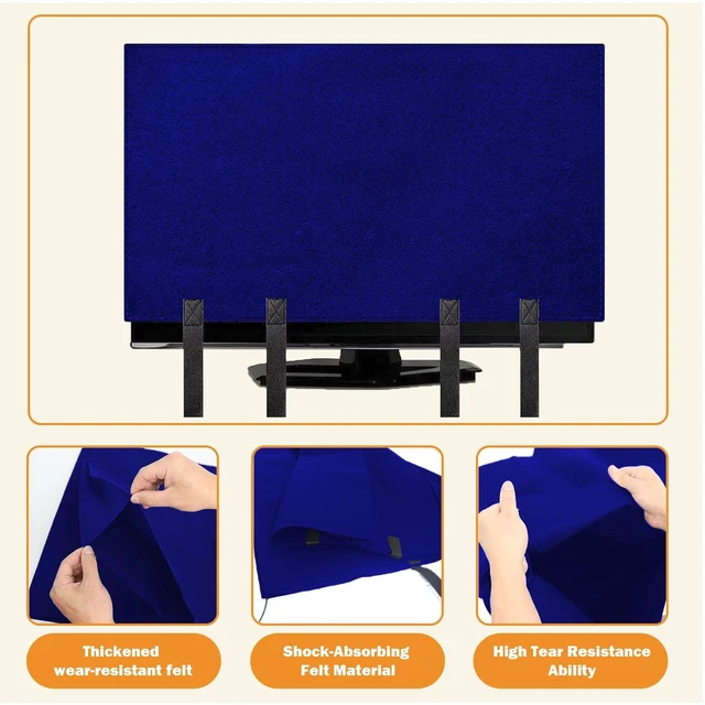 Alt view image 5 of 7 - TV Moving Dust Cover 55", Heavy Felt Cover for MovingTV, Anti-Scratch For 50-65" TV Screen Protector with Bottom Strap,Duty Felt Material for Moving,Home Renovation,Pet Scratch ProtectionBlue