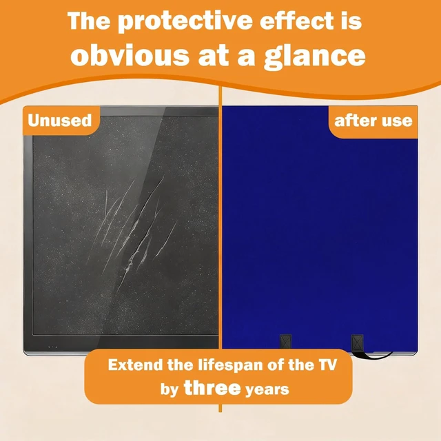 Alt view image 6 of 7 - TV Moving Dust Cover 55", Heavy Felt Cover for MovingTV, Anti-Scratch For 50-65" TV Screen Protector with Bottom Strap,Duty Felt Material for Moving,Home Renovation,Pet Scratch ProtectionBlue