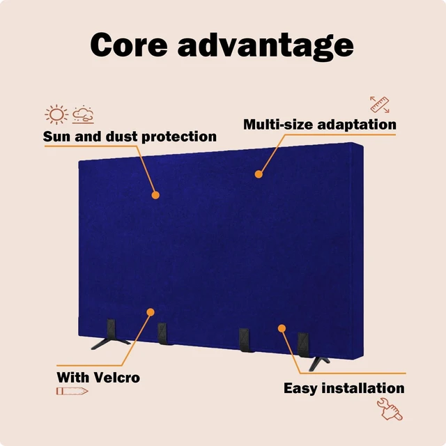Alt view image 7 of 7 - TV Moving Dust Cover 55", Heavy Felt Cover for MovingTV, Anti-Scratch For 50-65" TV Screen Protector with Bottom Strap,Duty Felt Material for Moving,Home Renovation,Pet Scratch ProtectionBlue