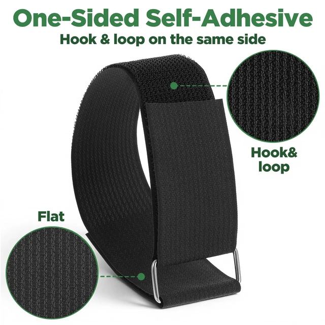 Alt view image 3 of 7 - 2" x40 ft Reusable Cinch Strap with 20 Metal Buckles, Hook and Loop Securing Strap Cable Ties for Cable Tidy, Wire Management, Cord Organiser, Black