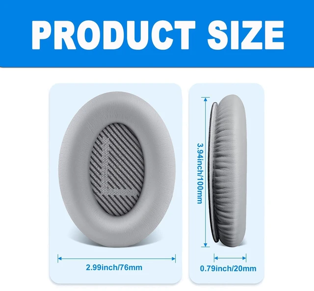 Alt view image 6 of 7 - Replacement Ear Pads for Bose Headphones QC35 QC35 II Original design, Fits qc35 qc35ii qc45 qc25 qc2 ae2, Softer leather and memory foam, Thicker and durable, Easy to install