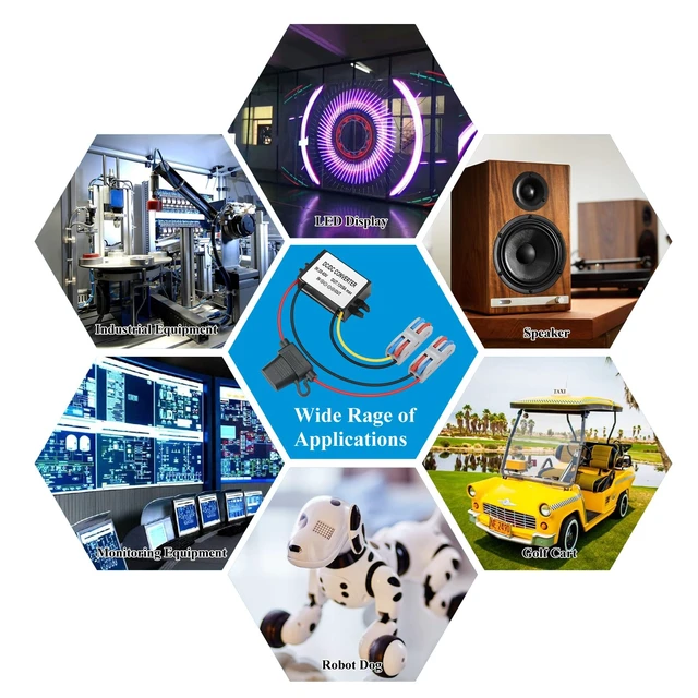 Alt view image 7 of 7 - 5A 60W DC-DC 20V-60V to 12V Step Down Converter with Fuse 20V 24V 36V 48V 60V to 12V Buck Converter Voltage Reducer Regulator Waterproof Transformer Golf Cart Car Truck RV Accessories