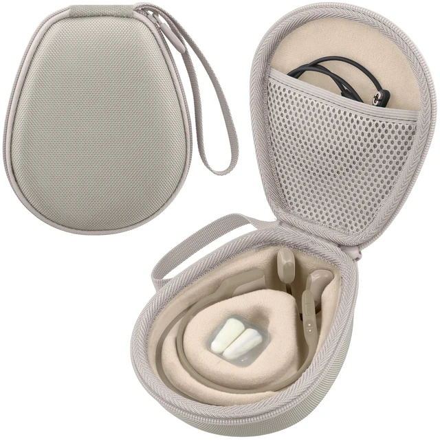 Main image of Hard Case for SHOKZ OpenRun Pro 2/1/Mini,OpenMove,OpenSwim, Beige Compatible with All Dual-Size SHOKZ Open-Ear Bone Conduction Sport Headphones, Standard And Mini Fit, Custom-Molded Insert