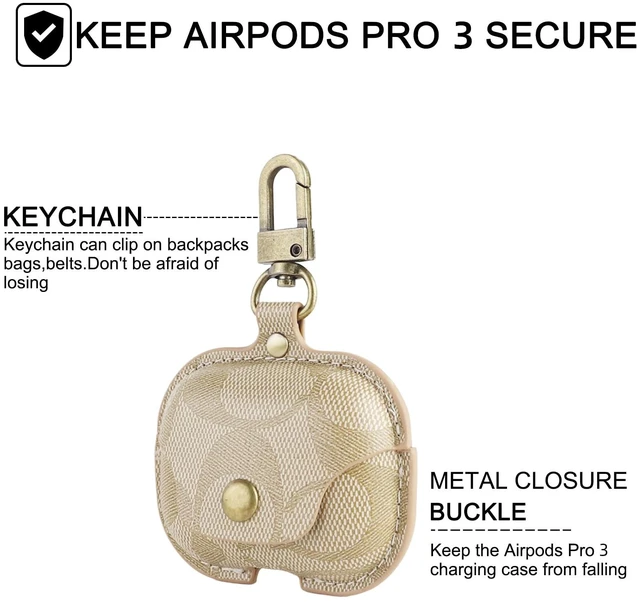 Alt view image 5 of 6 - for AirPods Pro 3 Case, Leather Cute Full Body Shockproof Protective Cover for AirPods Pro 3nd Generation Case for Women Men, Drop Protection (A)