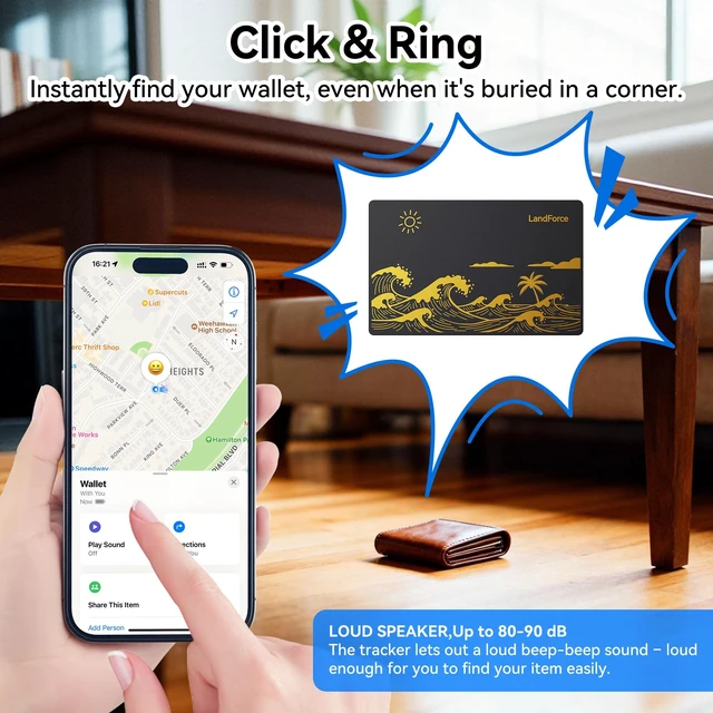 Alt view image 4 of 7 - 2Pack Ultra-Thin Wallet Tracker Card, 0.07in IP68 Waterproof Smart Finder Wireless Charging, Find My Compatible, Separation Alerts, for Wallet, Passport, Luggage, iPhone/iPad/Mac, iOS Only
