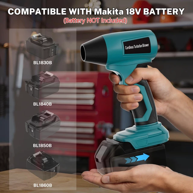 Alt view image 4 of 7 - Cordless Dust Blower Compatible with Makita 18V Battery, Handhled Leaf Blower Electric Compressed Air Duster Turbo Jet Fan with Nozzles for Blowing Leaves and Dust(Battery Not Included)