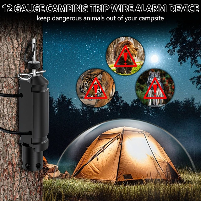 Alt view image 4 of 6 - 2 Pack Perimeter Trip Alarm-12 Gauge Camping Trip Wire Alarm Device for Outdoor and Property Safety/Bear Deterrent (Black)