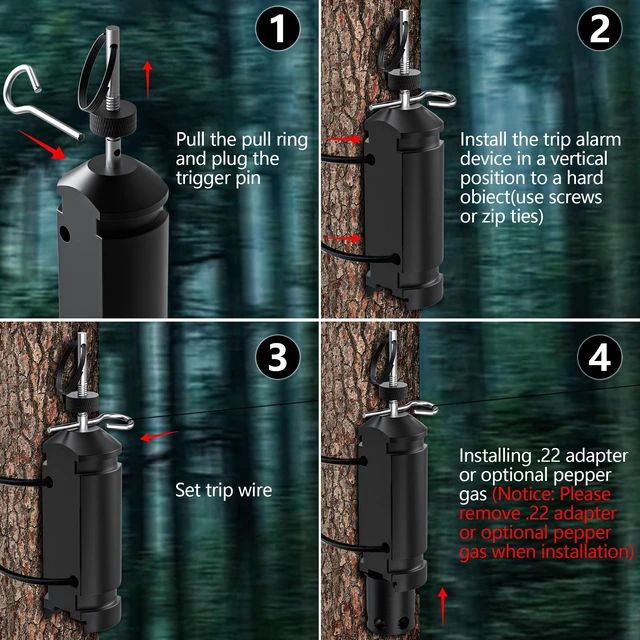 Alt view image 3 of 6 - 2 Pack Perimeter Trip Alarm-12 Gauge Camping Trip Wire Alarm Device for Outdoor and Property Safety/Bear Deterrent (Black)