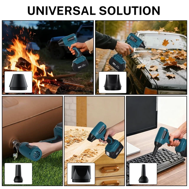 Alt view image 6 of 7 - Cordless Dust Blower Compatible with Makita 18V Battery, Handhled Leaf Blower Electric Compressed Air Duster Turbo Jet Fan with Nozzles for Blowing Leaves and Dust(Battery Not Included)