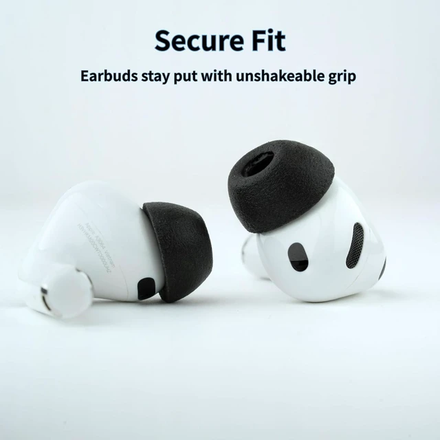 Alt view image 4 of 7 - TrueGrip MAX Premium Memory Foam Replacement Ear Tips For Apple AirPods Pro Gen 3, Long Lasting Comfort, Superior Noise Isolation, Black Small (1 Pair)