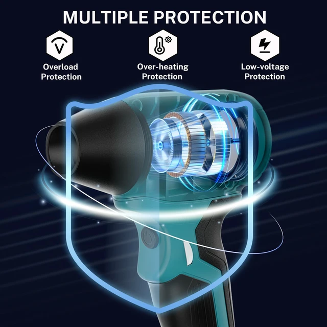 Alt view image 7 of 7 - Cordless Dust Blower Compatible with Makita 18V Battery, Handhled Leaf Blower Electric Compressed Air Duster Turbo Jet Fan with Nozzles for Blowing Leaves and Dust(Battery Not Included)