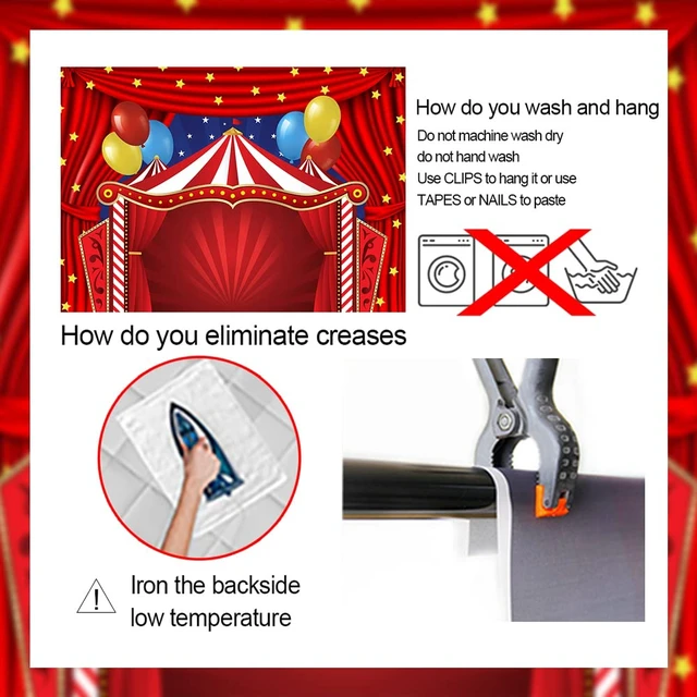Alt view image 7 of 7 - Circus Carnival Themed Backdrop Red Curtain Stars Birthday Party Photography Background Newborn Baby Shower Birthday Cake Table Decorations 8x6FT