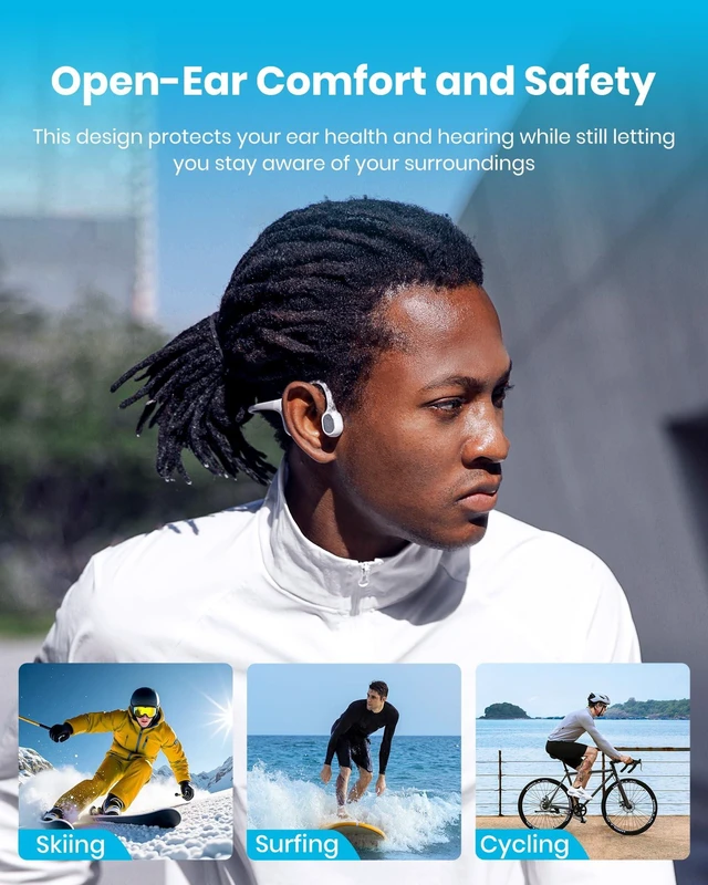 Alt view image 4 of 7 - Upgraded Run Plus NEW Bone Conduction Swimming Headphones, IP68 32GB MP3 & Bluetooth Model, ENC Mic for Clear Calls, Deep Bass Open-Ear Design, Running & Cycling, 8H Playtime, Fast Charge
