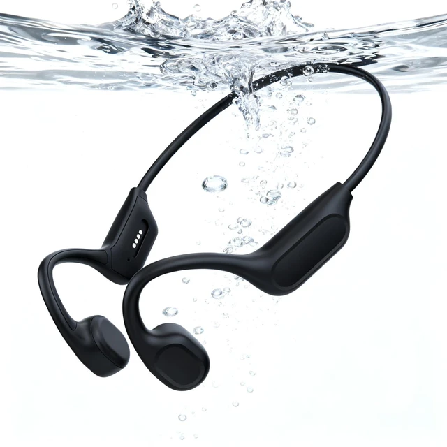 Main image of Swimming Headphones - Bone Conduction Bluetooth 6.0 Open Ear Sports Headset, IP68 Waterproof Built-in MP3 Player 32G Memory, for Running, Cycling (Black)